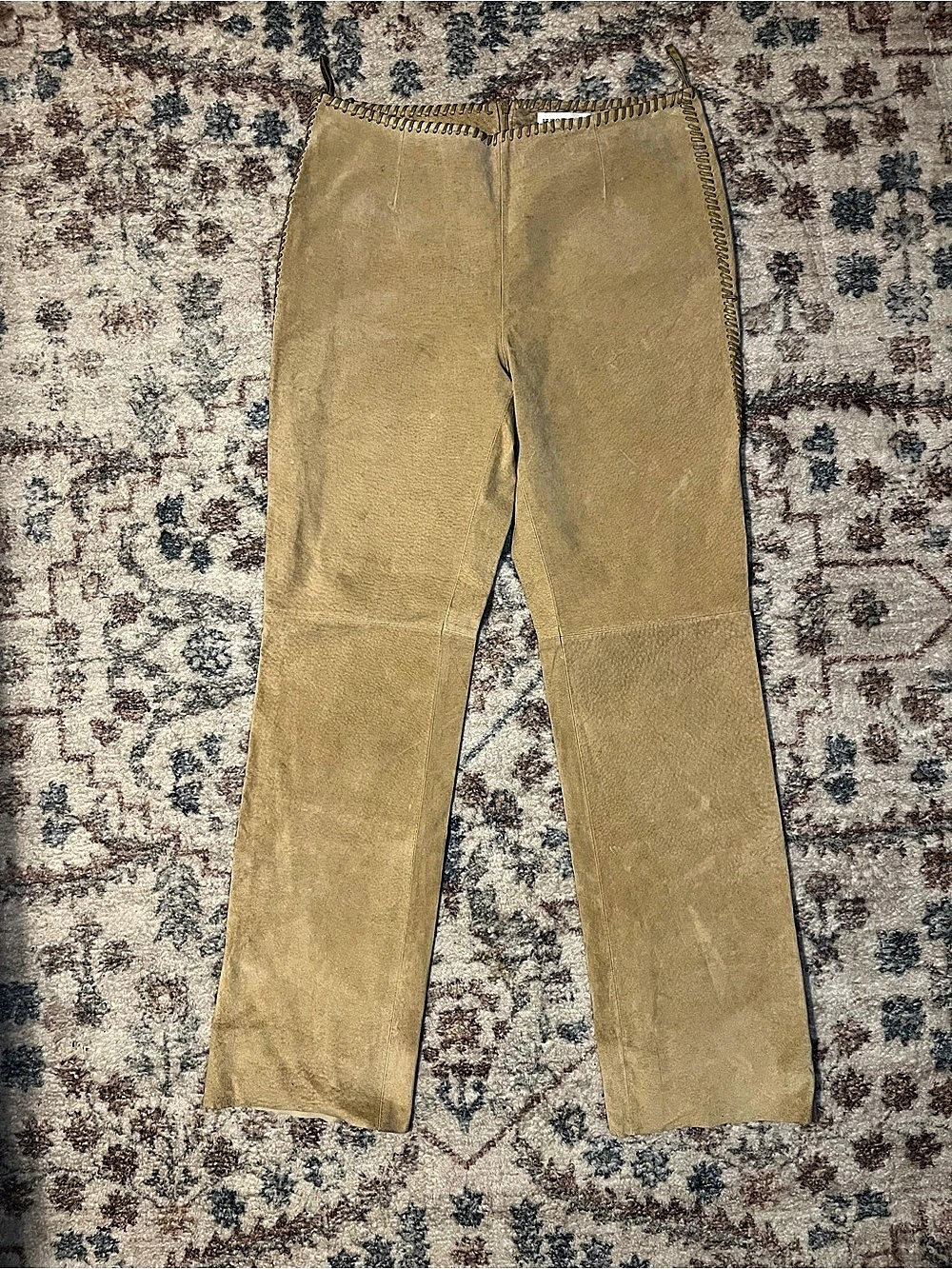 Hugo Buscati Leather Straight Leg Pants in Brown Size 12